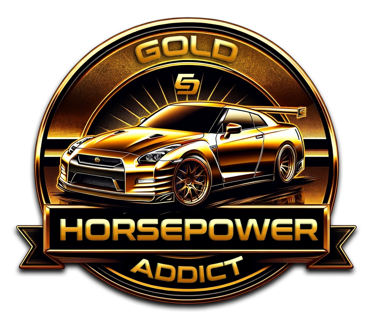 Horsepower addict badge- gold affiliate